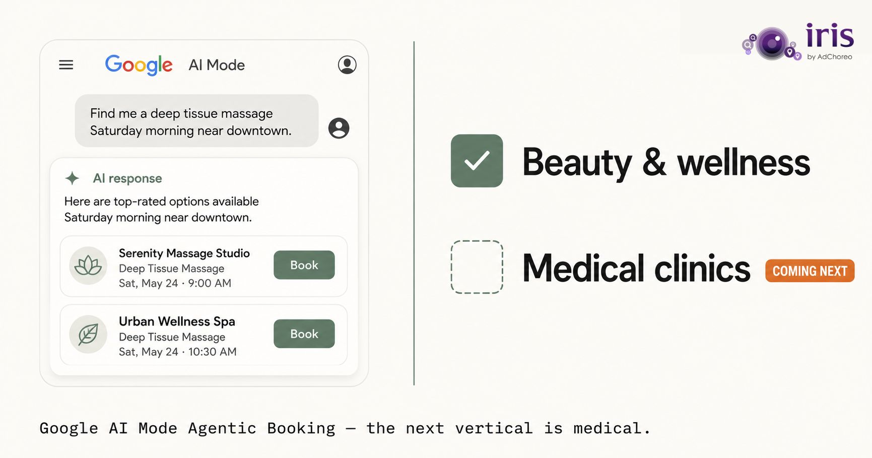 Google AI Mode autonomously booking wellness and medical appointments